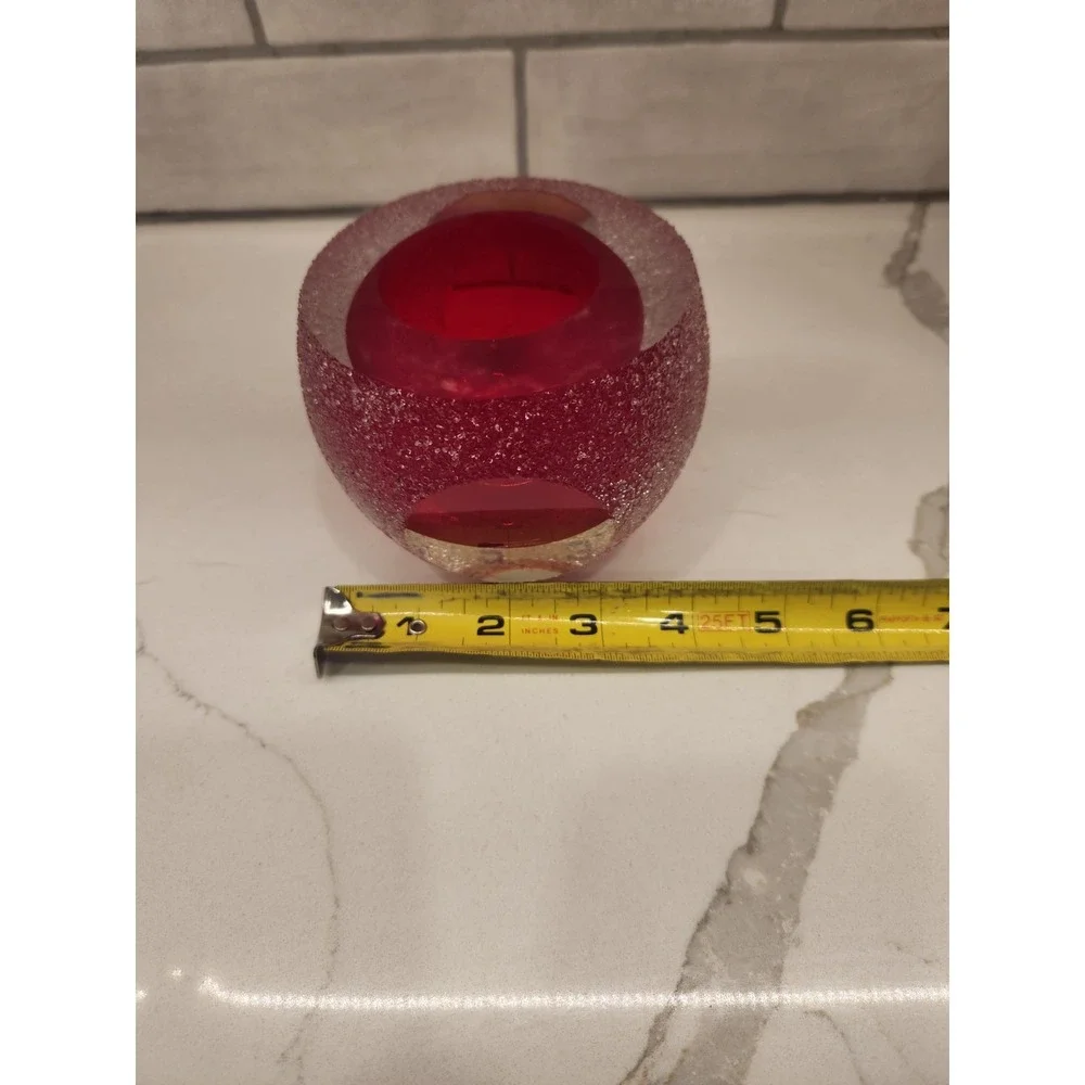 Ruby Red Fifth Avenue Geode Crystal Frosted Votive Glass‎ Candle Holder